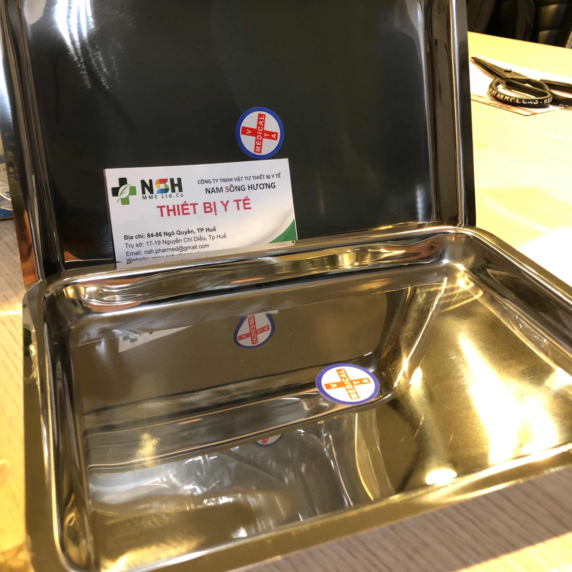 Khay chữ nhật, khay inox y tế 17x22x2cm