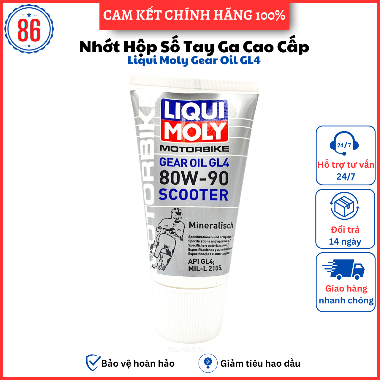 Nhớt hộp số, nhớt láp cho xe tay ga liqui moly 80w90 150ml- sản xuất tại đức