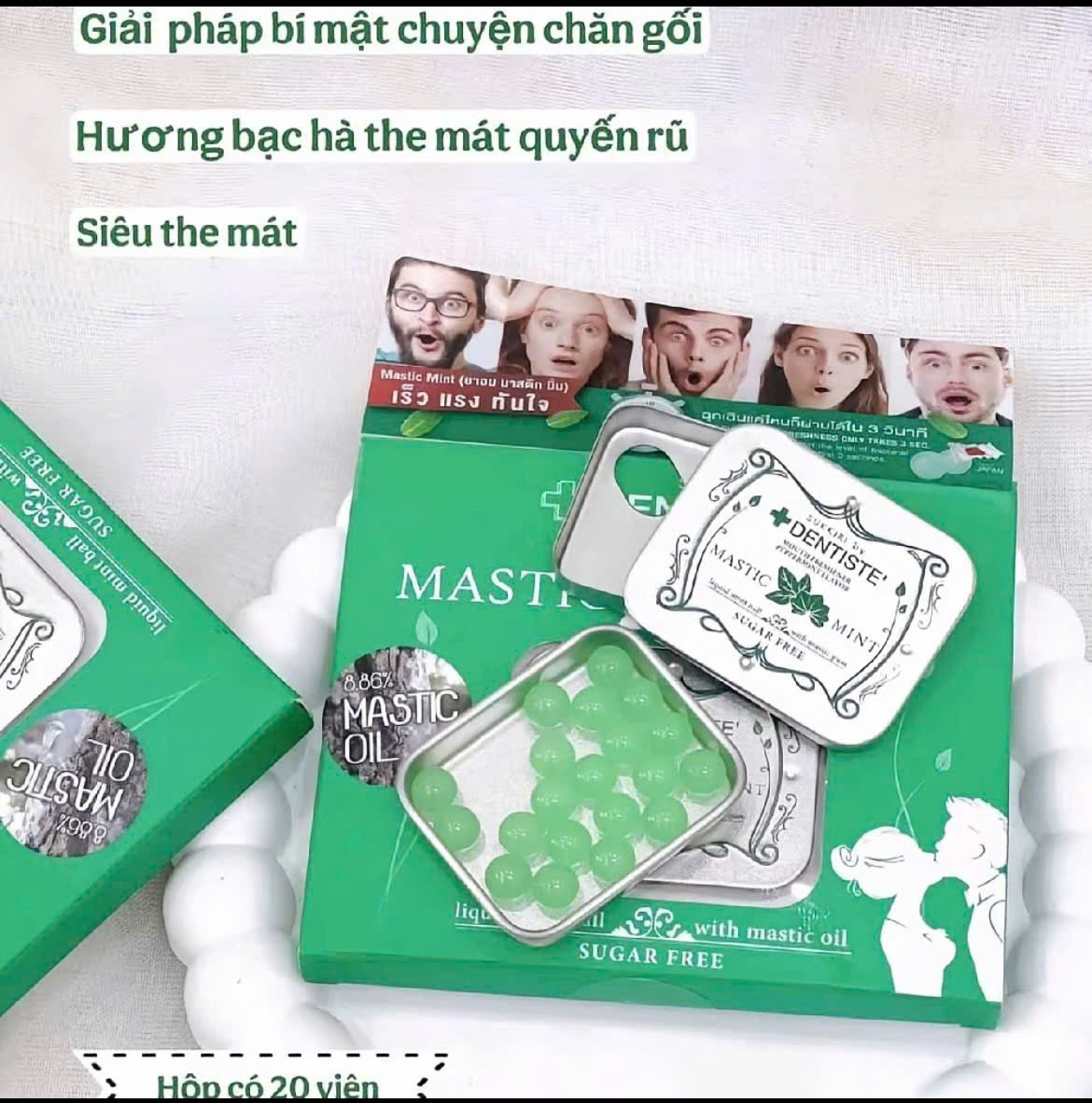 Kẹo Thái Lan cao cấp hương bạc hà the mát (hộp 20 viên) - hàng chính hãng