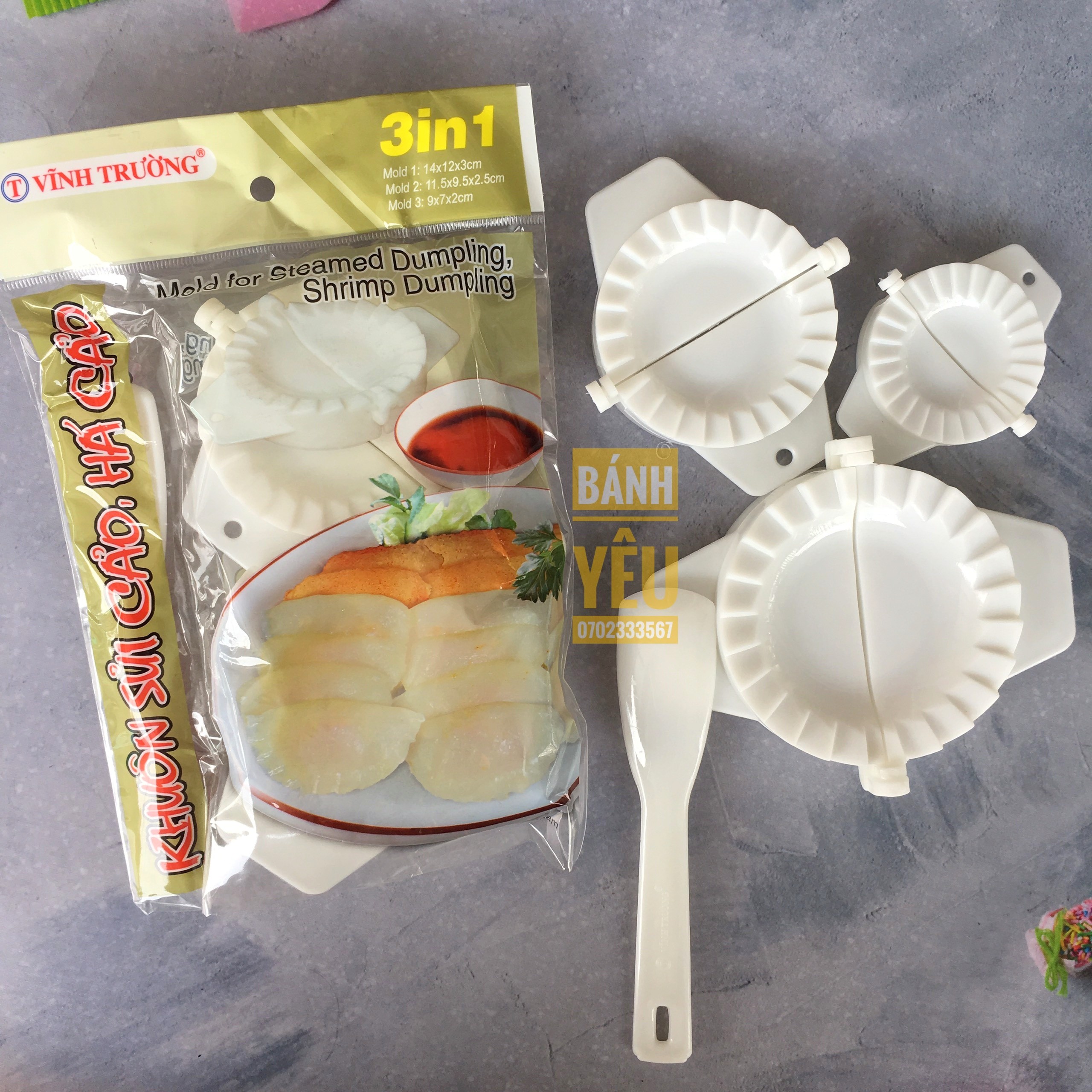 Khuôn sủi cảo, há cảo, dimsum - bộ 3 cái Vĩnh Trường