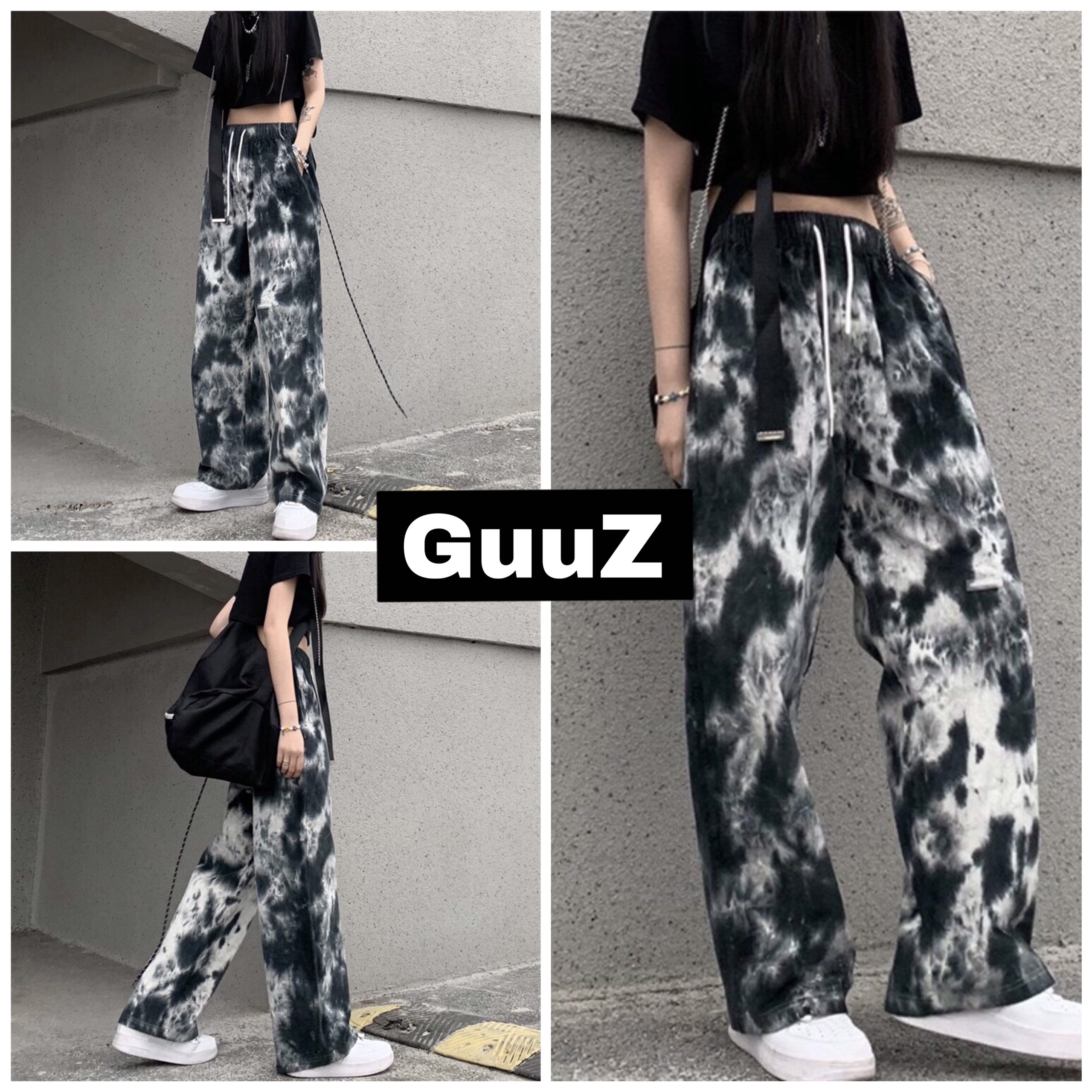 Quần ống rộng LOANG dáng oversize unisex Quần thun dài cạp cao chất cotton dày dặn GuuZ