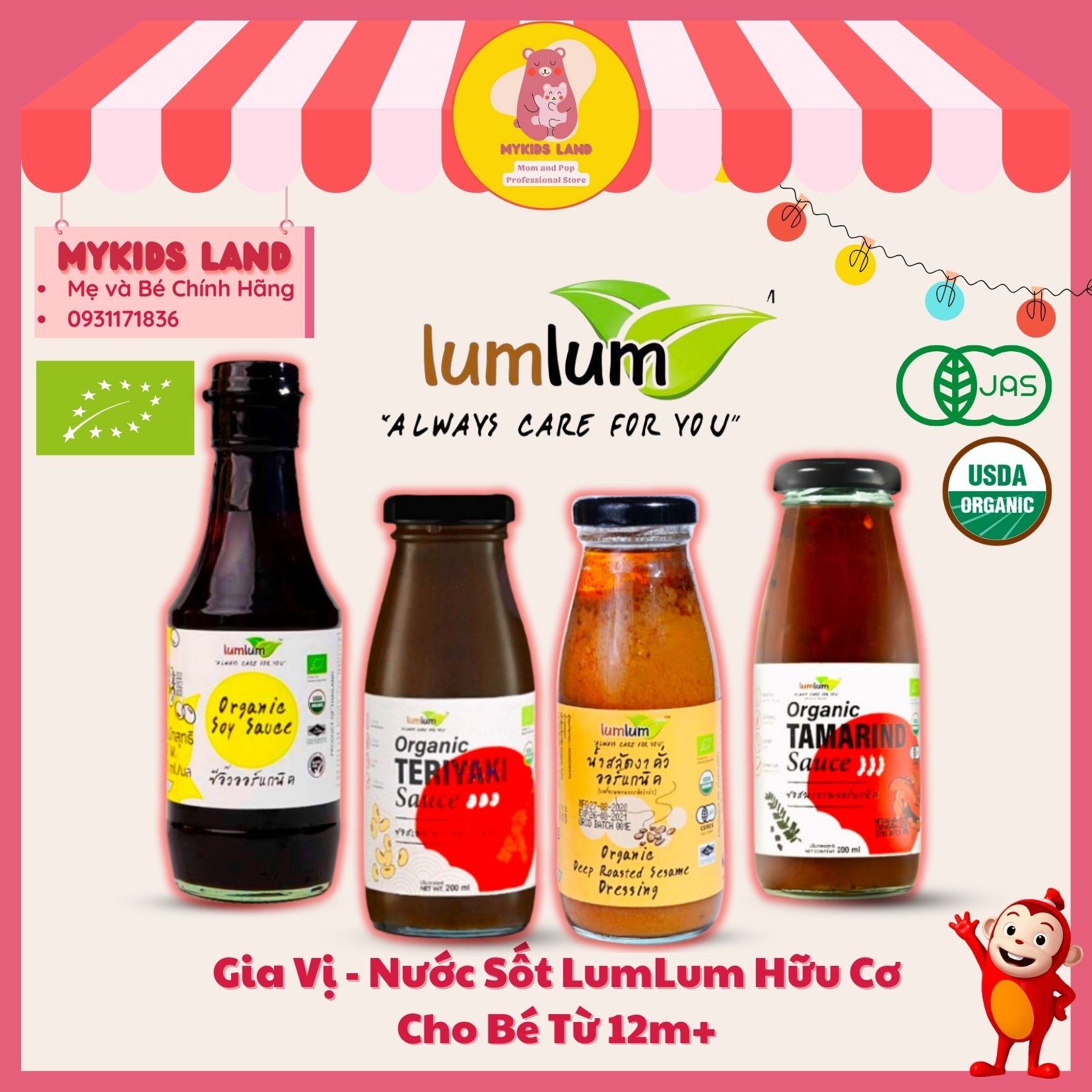 Gia Vị - Nước Sốt Hữu Cơ LumLum Thái Cho Bé Ăn Dặm Từ 12M+ Sốt Teriyaki - Sốt Mè Rang - Sốt Me - Nước Tương