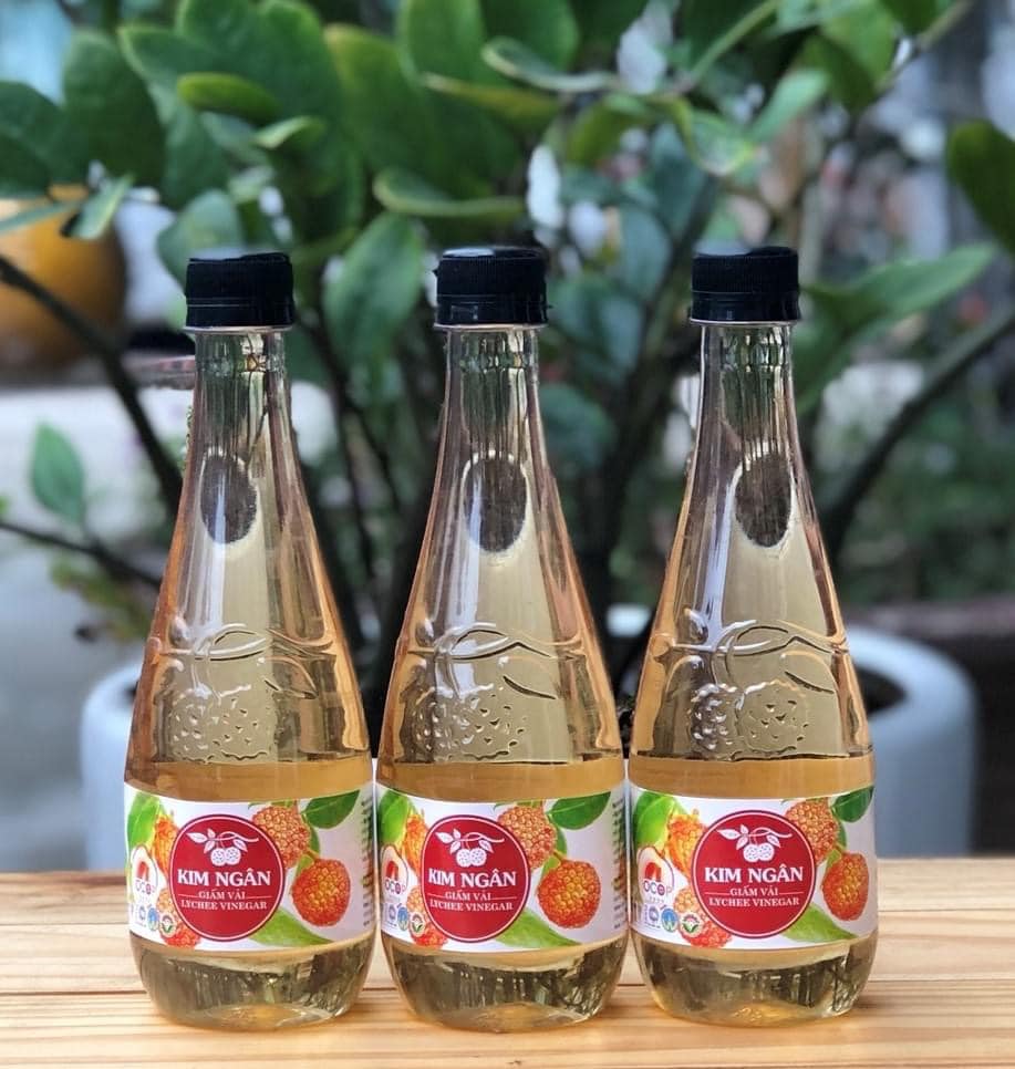 Giấm vải kim ngân 450ml - lên men tự nhiên từ hoa quả lục ngạn, bắc giang
