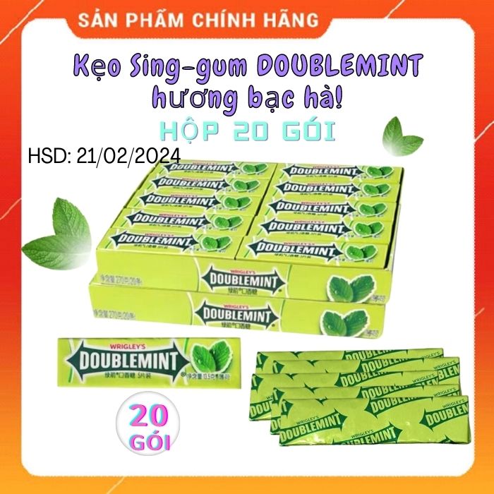 Kẹo sing-gum doublemint hương bạc hà hộp 20 gói