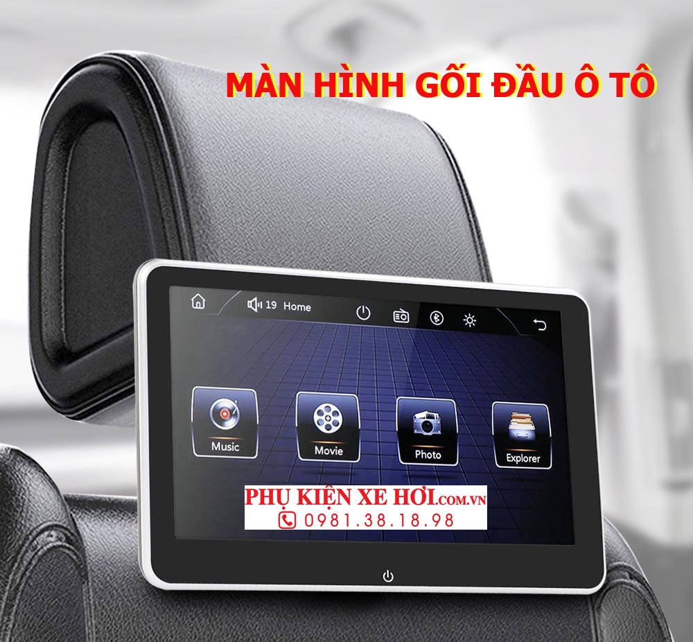 Màn hình gối đầu. tựa đầu cảm ứng 12 inch, 10 inch, nghe nhạc, xem video