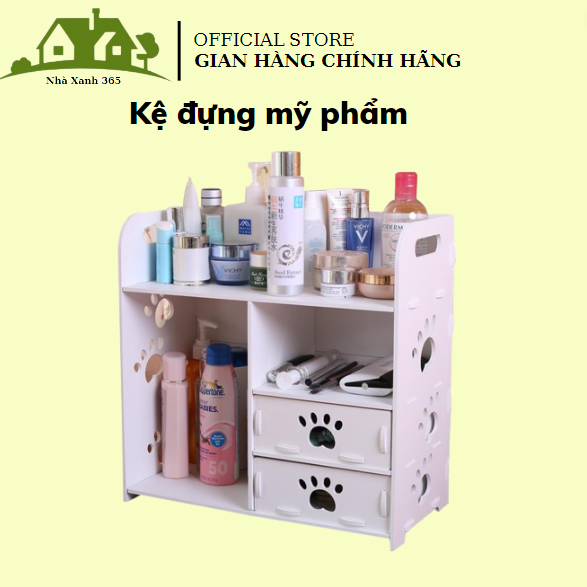 Kệ đựng mỹ phẩm chân chó có 2 ngăn kéo,kệ để đồ trang điểm,kệ lưu chữ đồ đạc sách vở đồ trang trí nx-21
