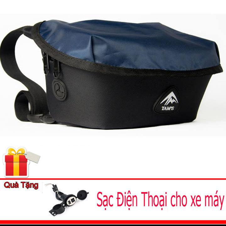 [HCM][Quà Tặng Sạc điện thoại gắn xe máy] Túi treo xe máy Tams dành cho Grab chuyên dụng màu đen có tấm che mưa SUHA SH 3239