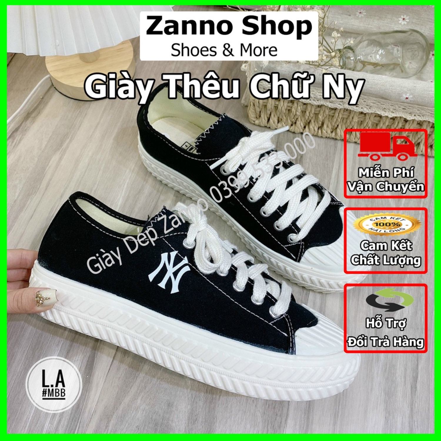 Giày thể thao nữ ny đen cá tính đủ size 35 - 40