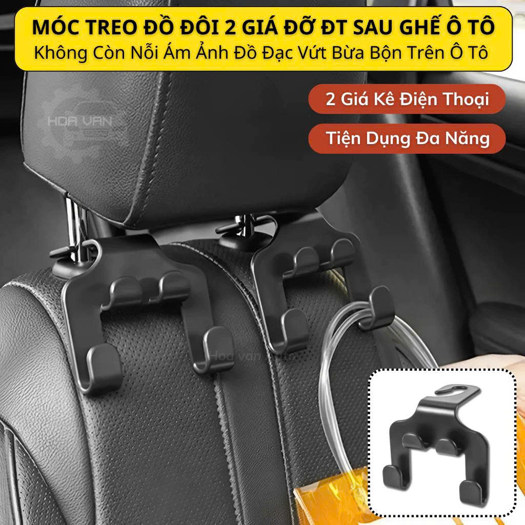 Double Hanger Behind Car Seat, Hangs Bags, Integrates 2 Multi-Function Phone Holders in the Car Giá 7,000 Đồng*Miễn phí vận chuyển