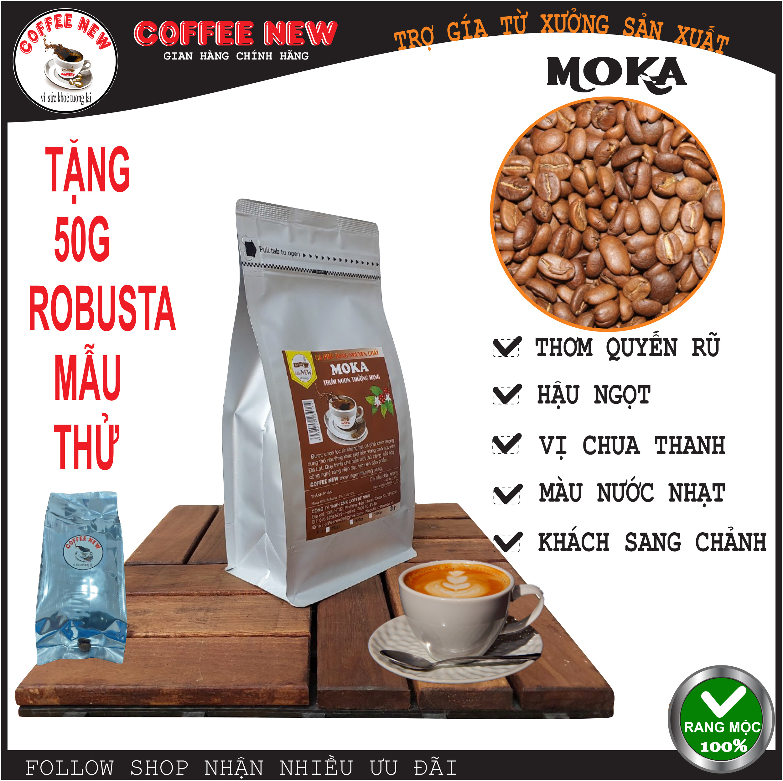Cà phê moka - đặc sản cầu đất- tặng kèm 50gr mẫu thử robusta- rang mộc nguyên chất - hương thơm quyến rũ - vị chua thanh thoát - hậu ngọt - coffee new