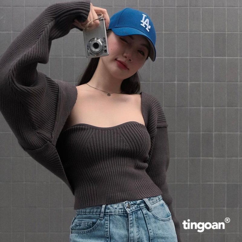  Áo set cardigan tặng kèm quây len xám tingoan WAY 2 SEXY CARDIGAN XM PHIÊN BẢN MỚI T2.2025 