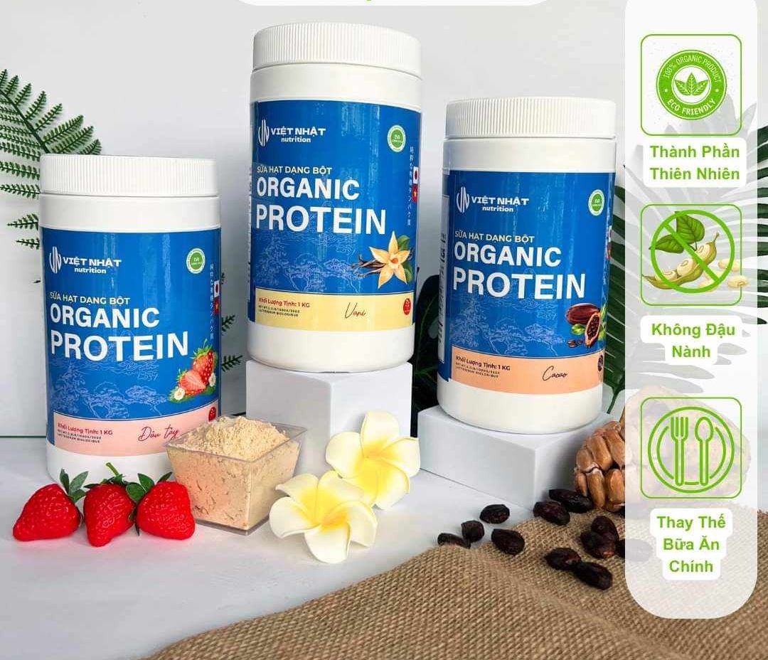  Sữa Hạt Dạng Bột Organic Protein hỗ trợ giảm cân tăng cơ Việt Nhật Nutrition hộp 1kg 