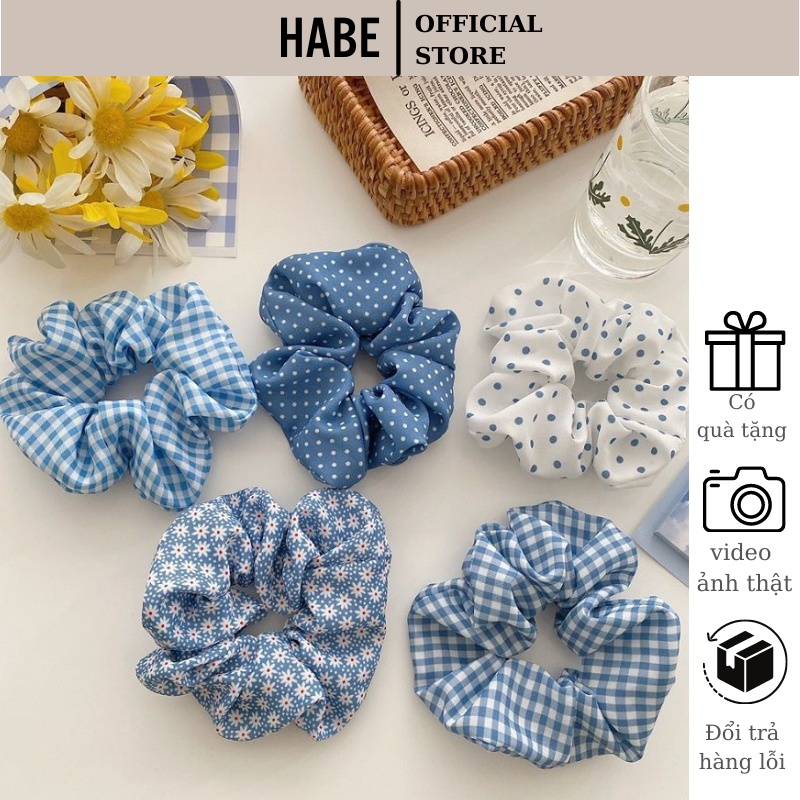 Set 5 dây buộc tóc scunchies tông xanh Mojito nhã nhặn phong cách Hàn Quốc nhẹ nhàng