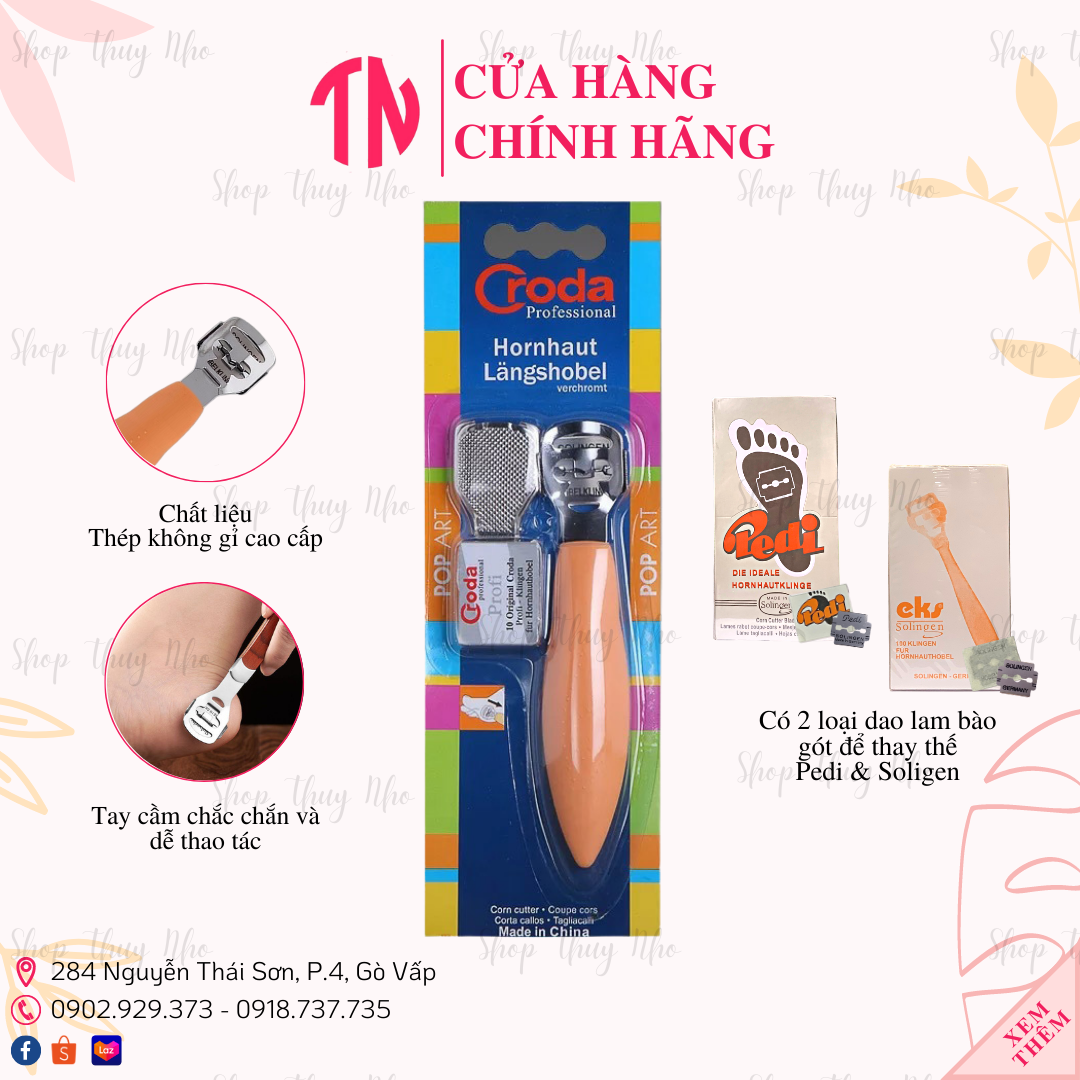 Bộ bào gót chân, cạo gót chân Croda cao cấp dụng cụ làm sạch gót chân chuyên dụng nghệ thuật nail spa