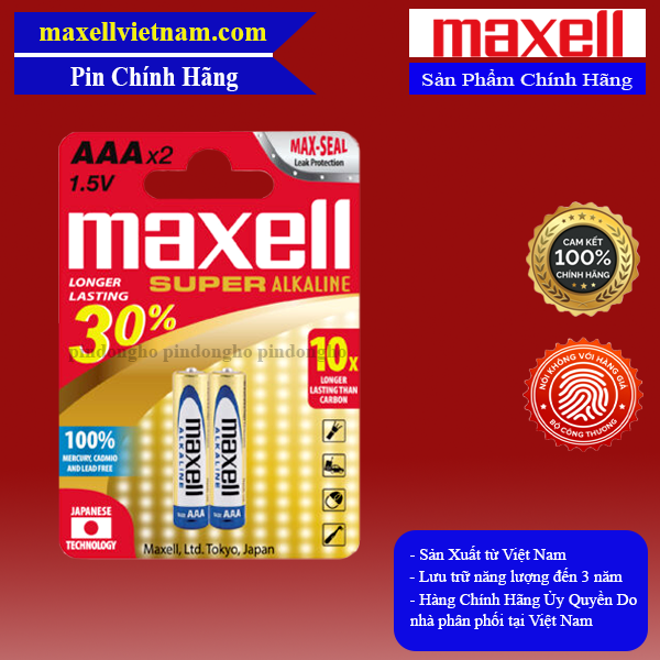 1 hộp 12 vỉ pin AAA Maxell đũa alkaline PRO chính hãng 50 đánh giá