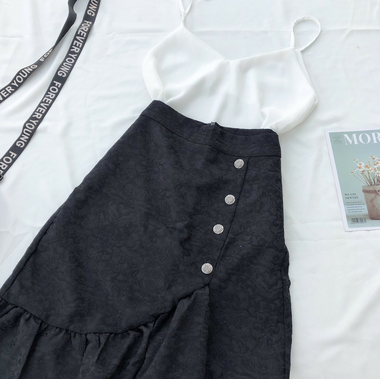 [HCM]sét áo 2 dây tim & chân váy đuôi cá lệch tà