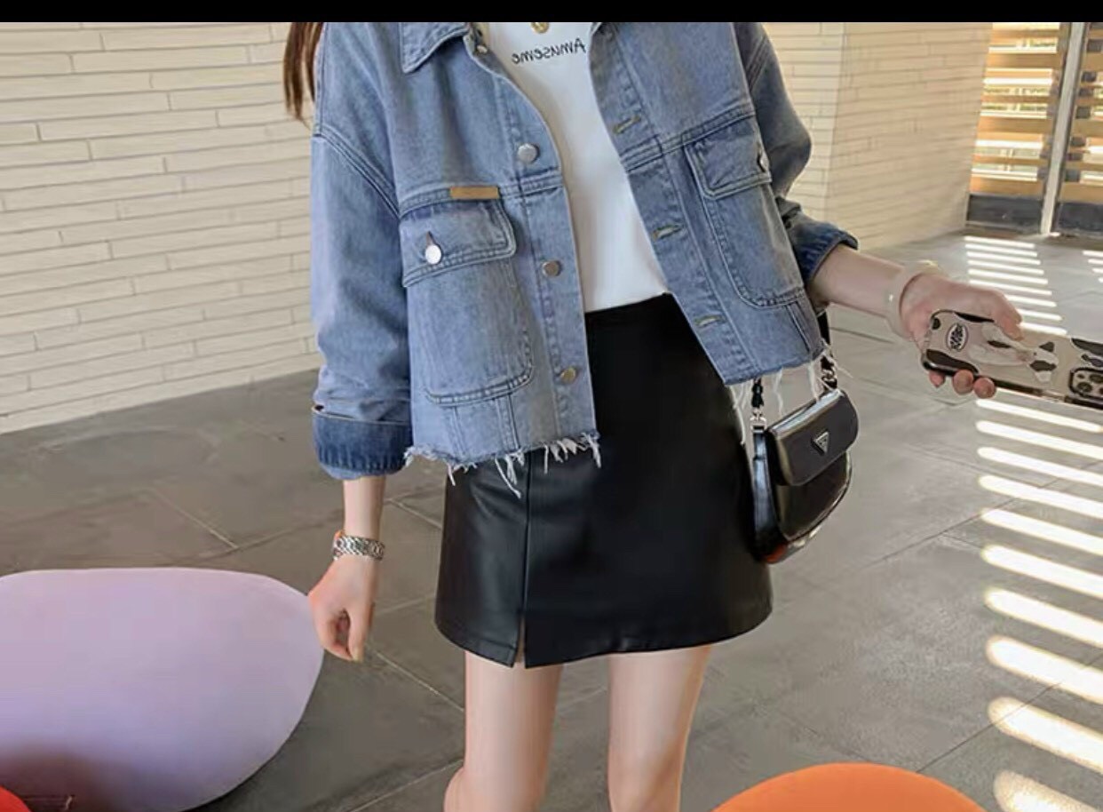 Áo khoác jean croptop kiểu nữ thời trang Bigsize phong cách Ulzzang 50-80kg