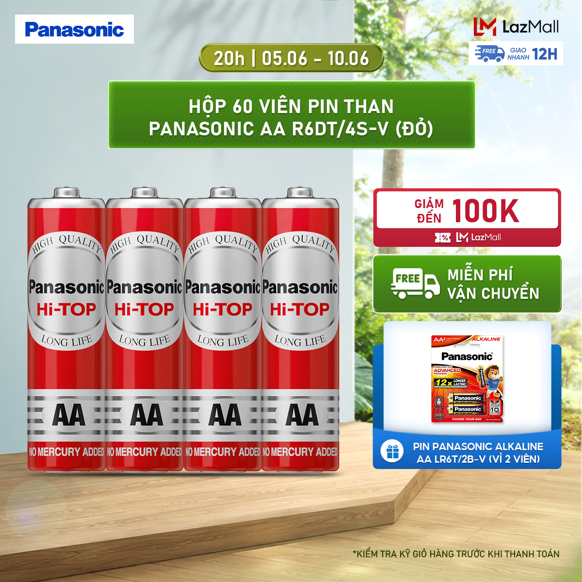 Hộp 60 viên Pin Than Panasonic AA R6DT/4S-V (Đỏ) – Hàng Chính Hãng