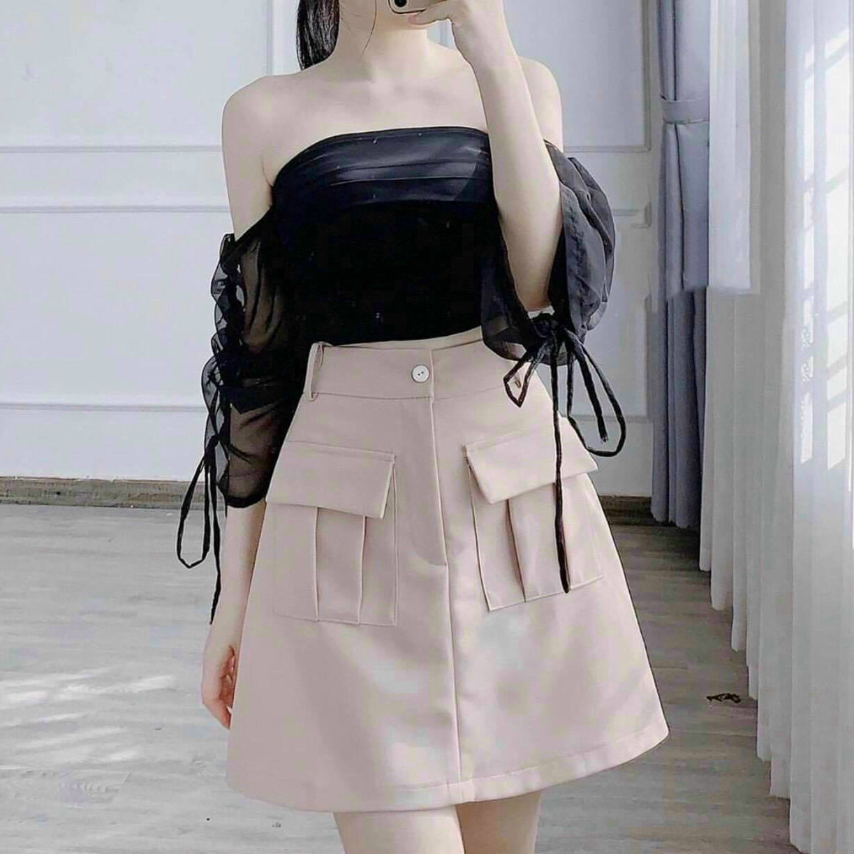 [HCM]Áo bẹt vai tay phồng voan PHONG CÁCH HÀN QUỐC 115 k