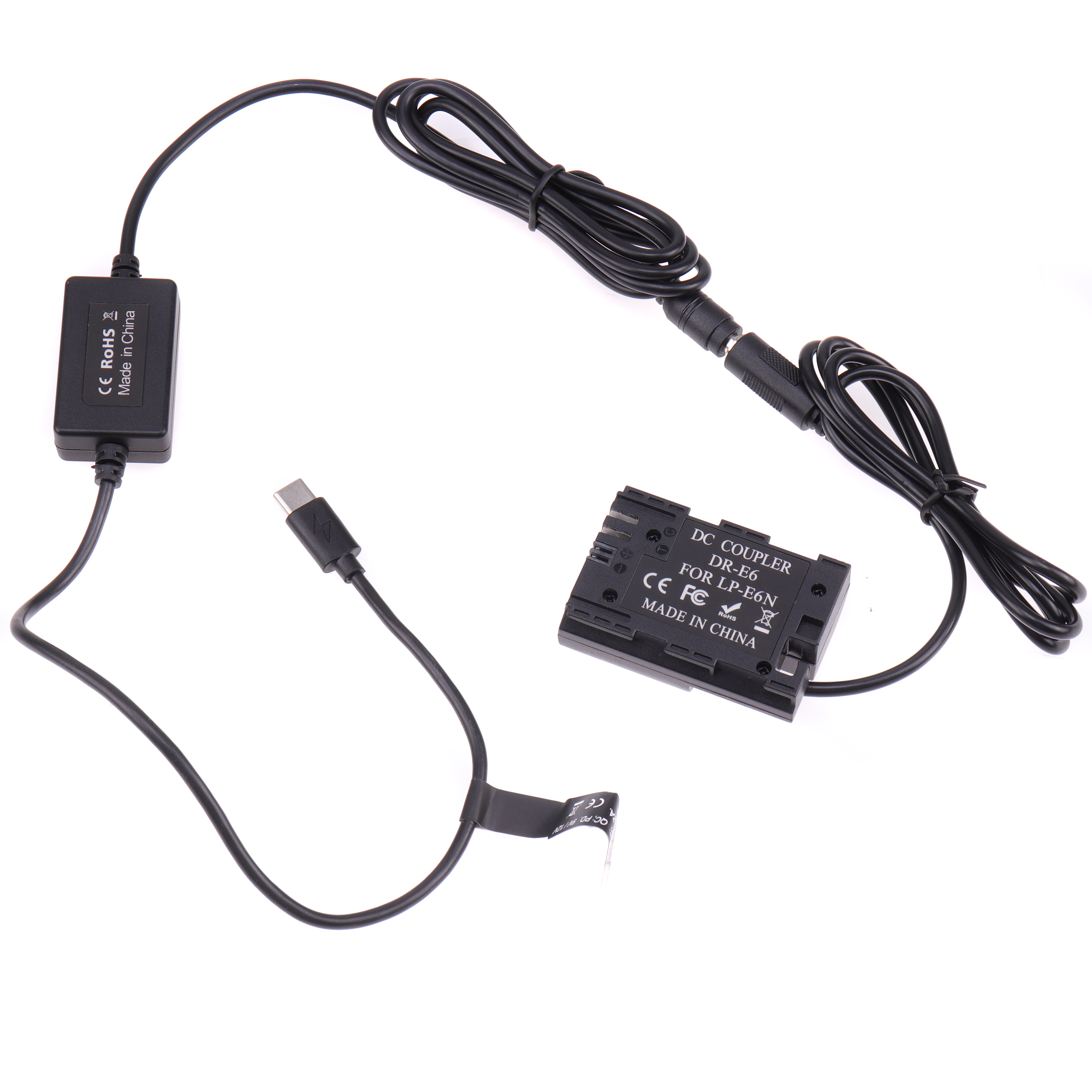Fotga LP-E6 Power Adapter với cáp TYPE-C cho Canon 5D2 5D3 5d4 6D 6d2 60D 7D 7D2 70d 80D 90D 5DSR R5 R6
