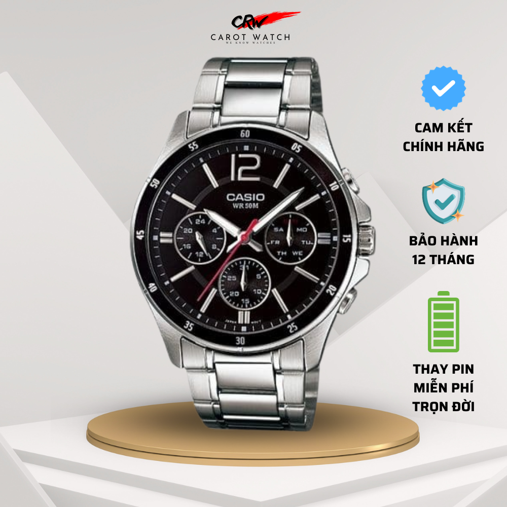Đồng hồ nam casio mtp 1374d 1a dây kim loại chống nước
