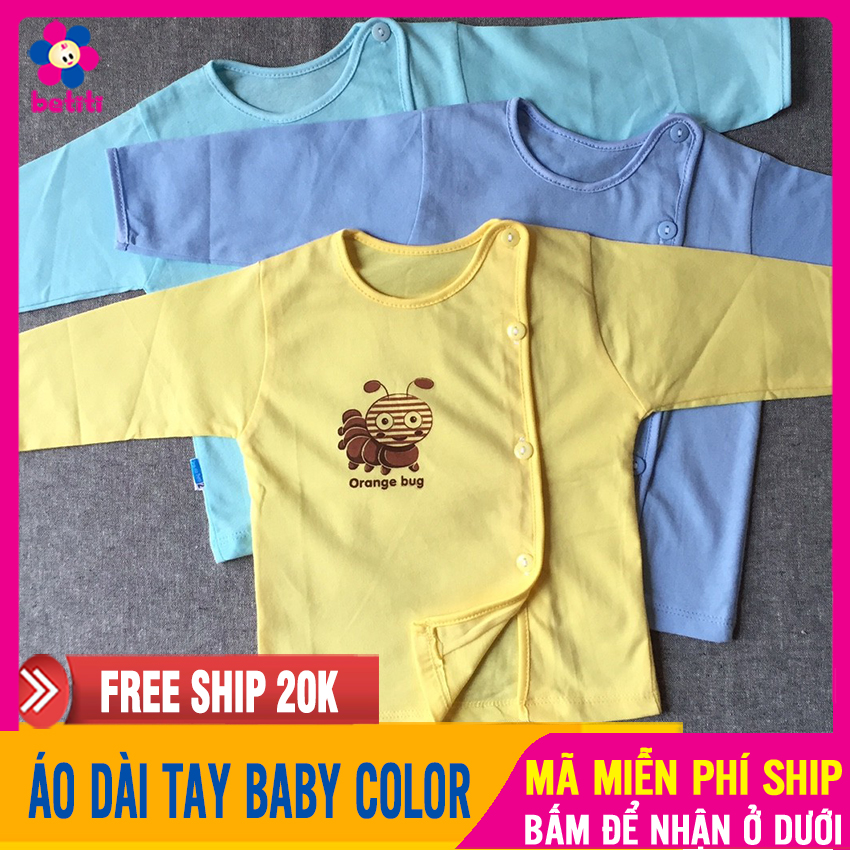 Áo Sơ Sinh Cho Bé Dài Tay BABY COLOR Chất Vải Thoáng Mát, 100% Cotton Mềm Mại. Màu Sắc Tươi Sáng - Áo Cho Bé Trai, Bé Gái, Quần Áo Sơ Sinh, Quần Áo Trẻ Sơ Sinh, Quần Áo Trẻ Em, Quan Ao Tre Em - Áo Dài Tay Baby Color - BETITI