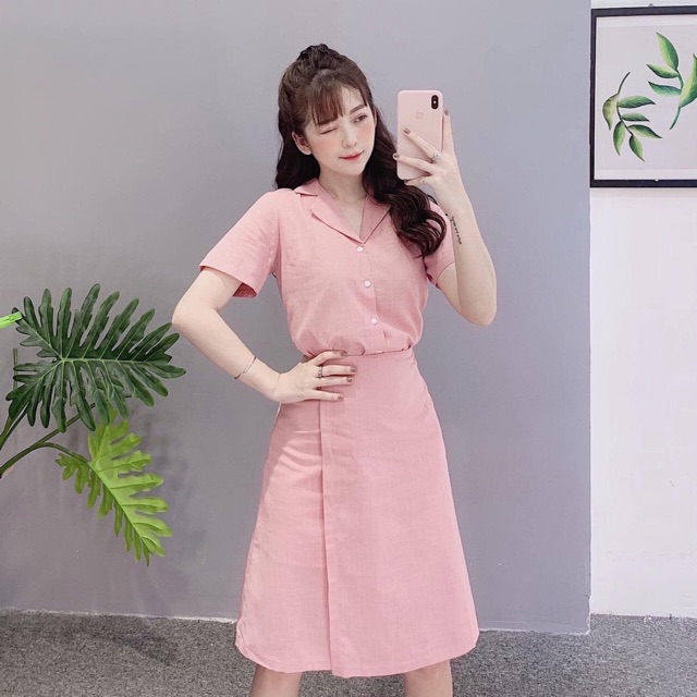 Đầm sơ mi đắp tà ms48