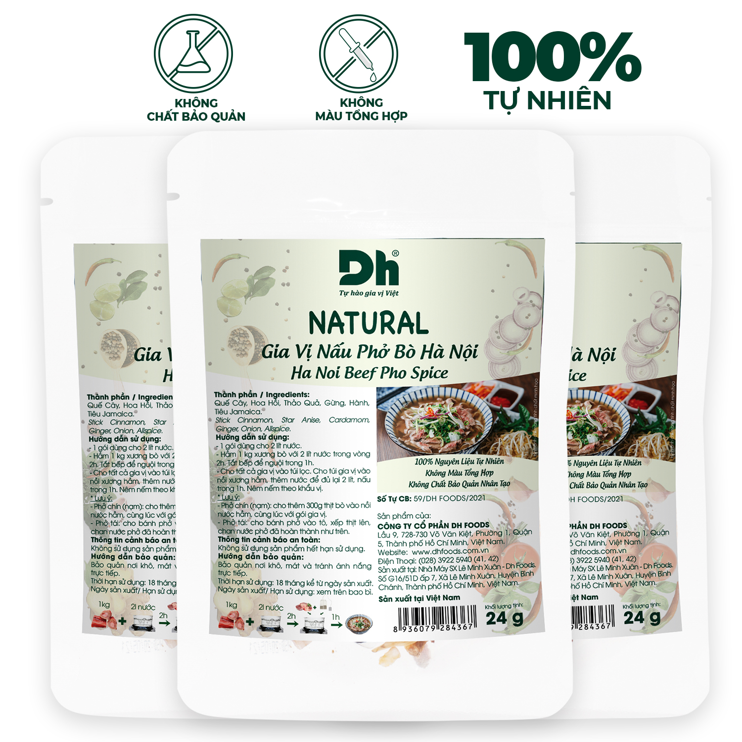 Combo 3 Natural Gia Vị Nấu Phở Bò Hà Nội Dh Foods