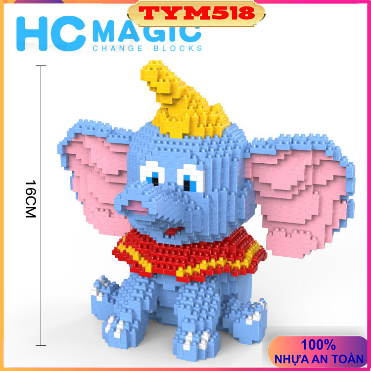 Xếp hình le go con voi Bộ lắp ráp chú voi con hàng nanoblock nano block cho bé 1787 Mảnh Ghép HC MAGIC 1022