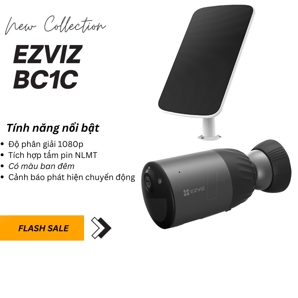 Camera wi-fi ezviz bc1c không dây, 1080p, pin sạc lithium 7800 mah, bộ nhớ trong emmc 32gb, đàm thoại 2 chiều, ghi hình màu, phát hiện chuyển động người, ip66, nén video h265-hàng chính hãng-bảo hành 24 tháng