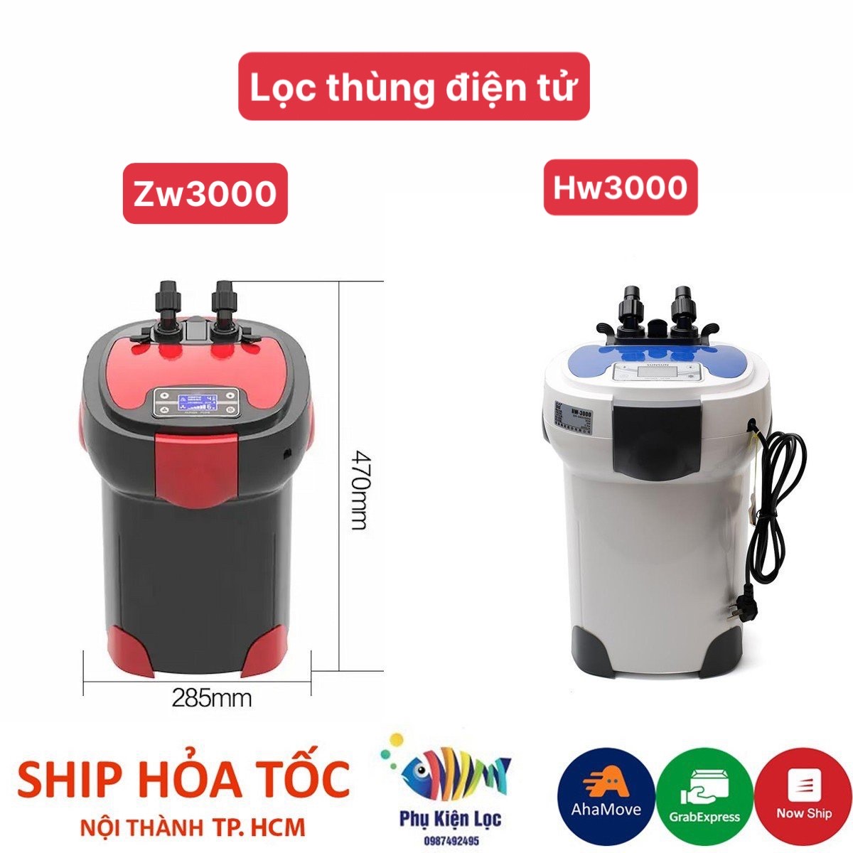 Lọc thùng điện tử sunsun hw-3000 zw3000 có tích hợp uv diệt khuẩn