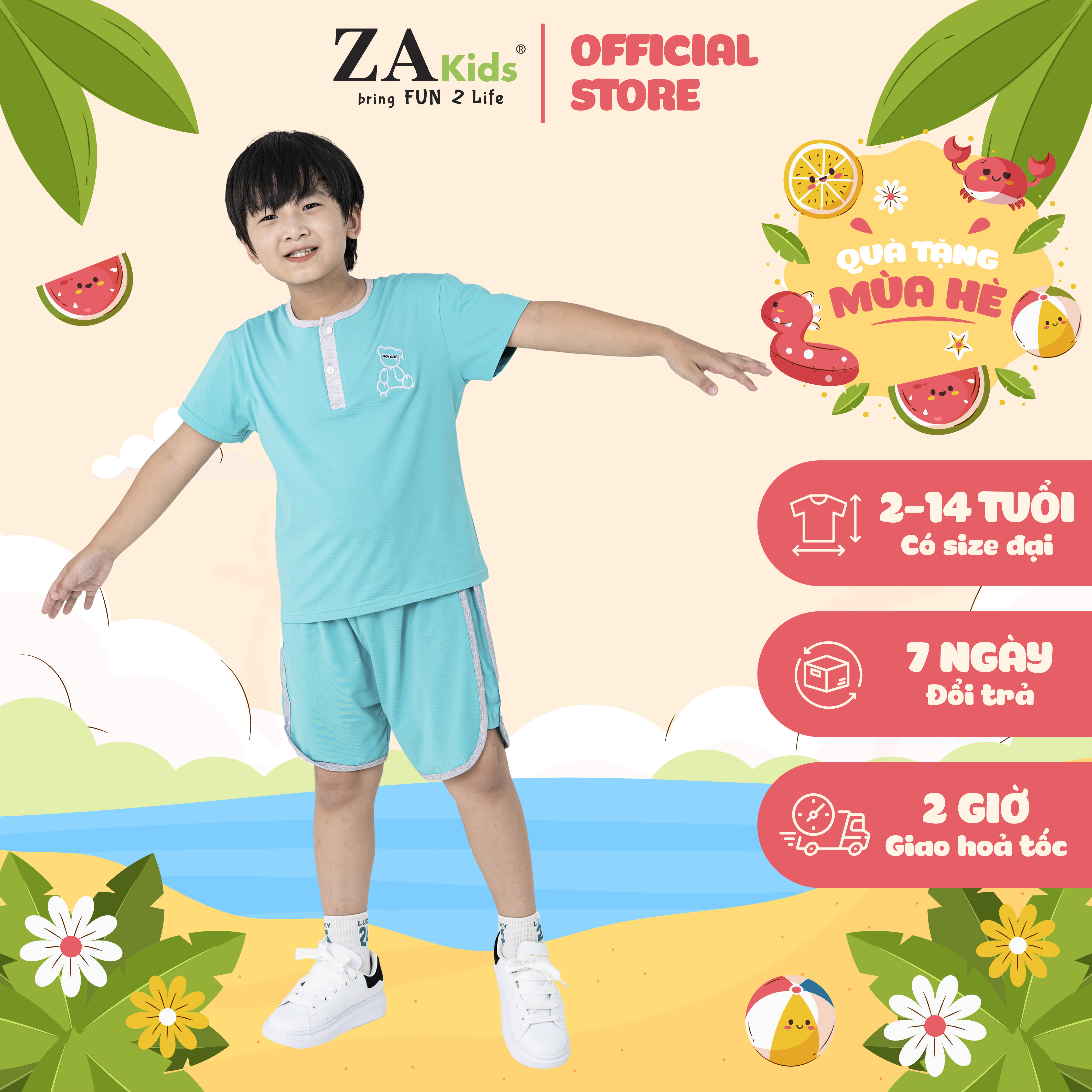 Bộ Quần Áo Thun Tay Ngắn Bé Trai (2-9 Tuổi) ZA Kids ZA22163TN