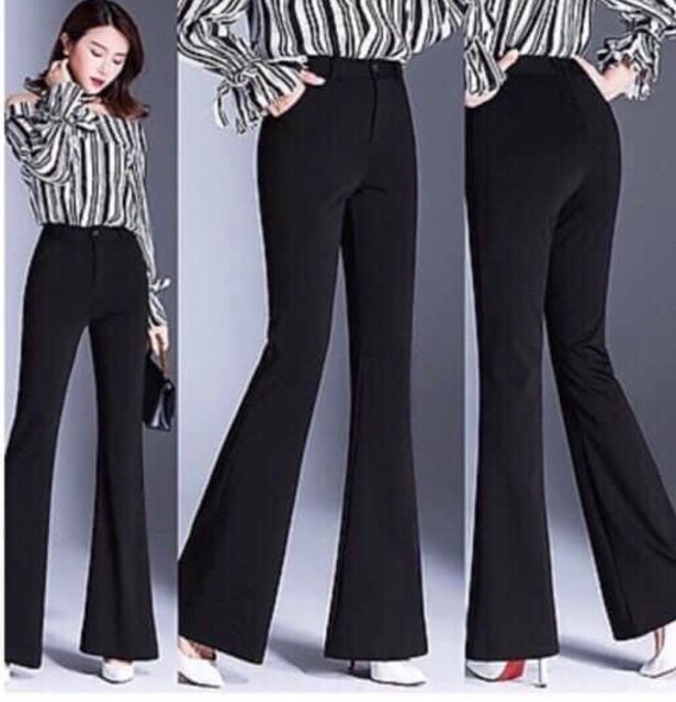 Quần ống loe lưng cao hai nút, sản phẩm tốt với chất lượng cao, cam kết giống như hình, an toàn cho người sử dụng