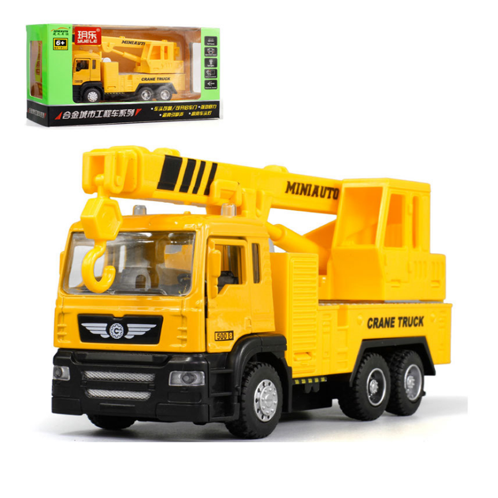 Đồ chơi mô hình xe ô tô cẩu móc mini chạy cót có đèn và âm thanh mô hình tỉ lệ 1:50