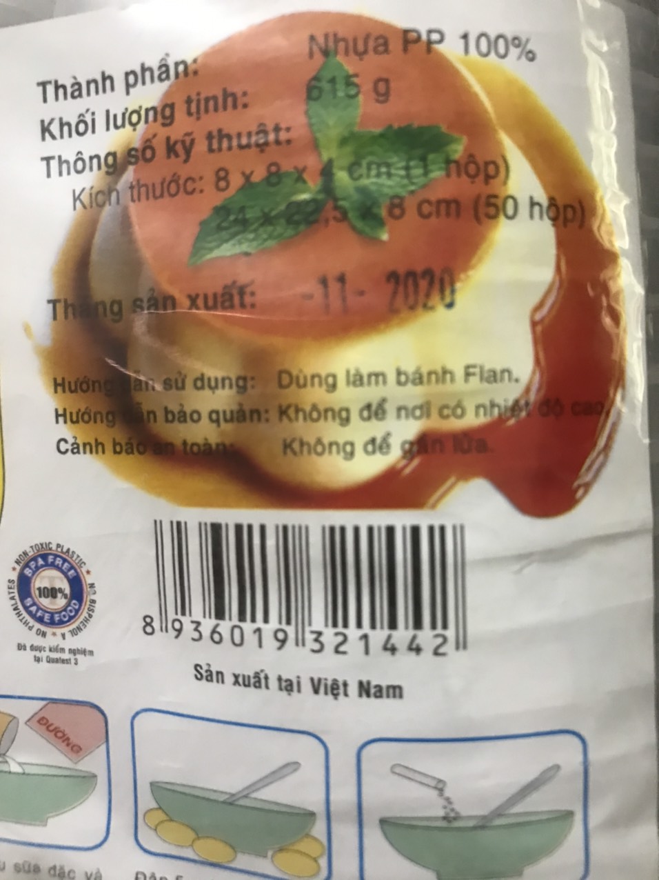 Bộ 50 hộp nhựa bánh flan, rau cau hình hoa có nắp