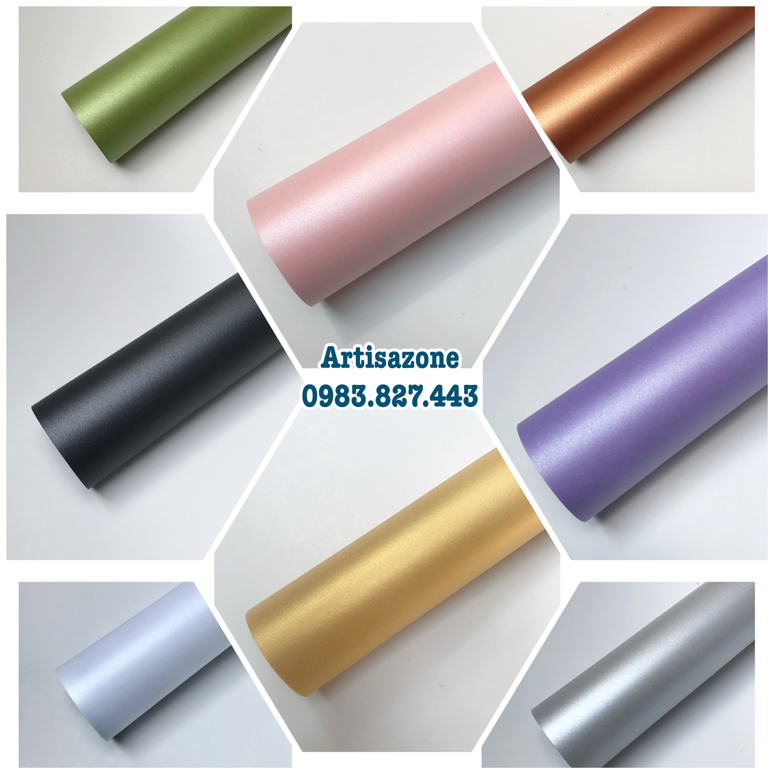 Giấy mỹ thuật ánh kim - Kích thước: 35cm x 50cm (định lượng 120gsm) - Set 10 tờ chọn màu