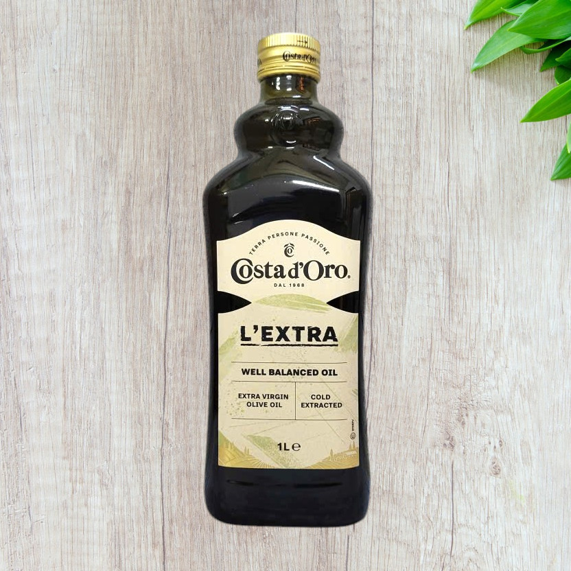 [CHAI LỚN L’EXTRA 1 Lít]  DẦU Ô LIU NGUYÊN CHẤT ÉP LẠNH [ITALIA] COSTA D’ORO Extra Virgin Olive Oil