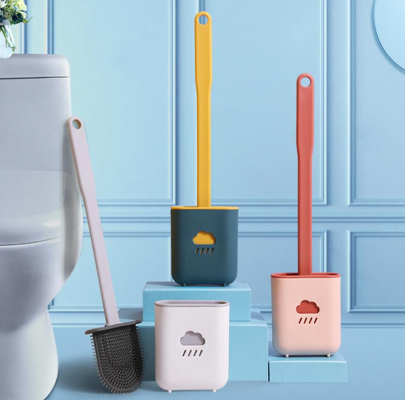 Dụng cụ chà rửa bồn cầu toa lét chất liệu silicon có kèm hộp đựng gọn gàng