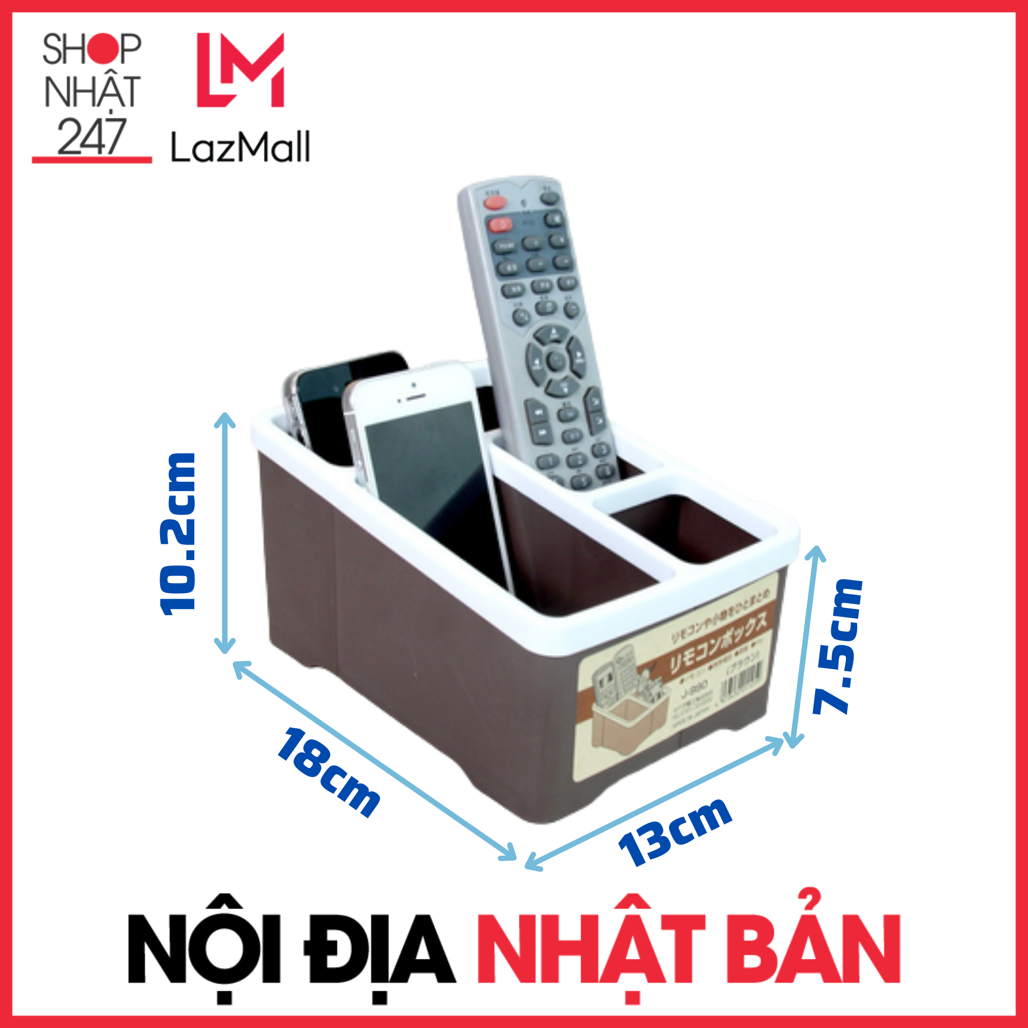 Khay đựng điều khiển, điện thoại hình chữ nhật Sanada nội địa Nhật Bản