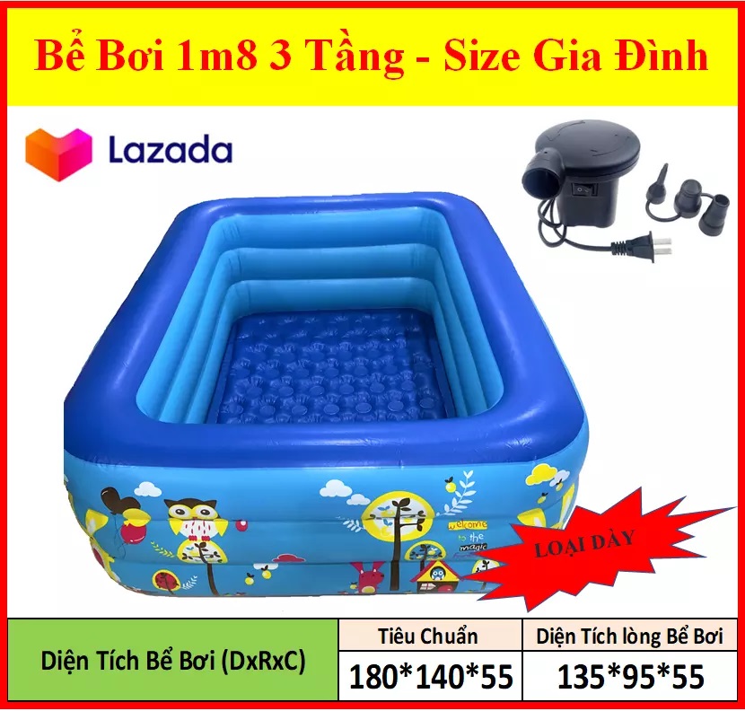 [FREE SHIP] BỂ BƠI CHO BÉ 1M8 3 TẦNG - hồ bơi trẻ em -BỂ BƠI 3 TẦNG 180X130X60CM- hồ bơi người lớn hồ bơi phao khổng lồ - uy tin chât luơng bao hanh tai shop