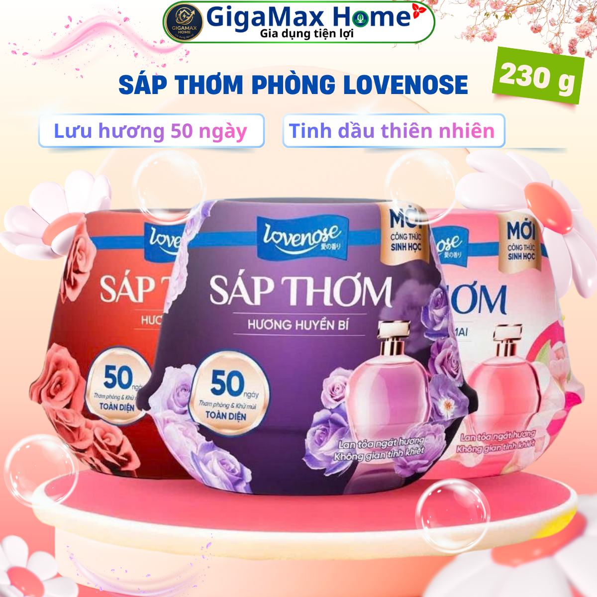 Sáp Thơm Phòng Lovenose 230g - Hương Nước Hoa Cao Cấp, Khử Mùi Toàn Diện Đến 50 Ngày | Gigamax Home