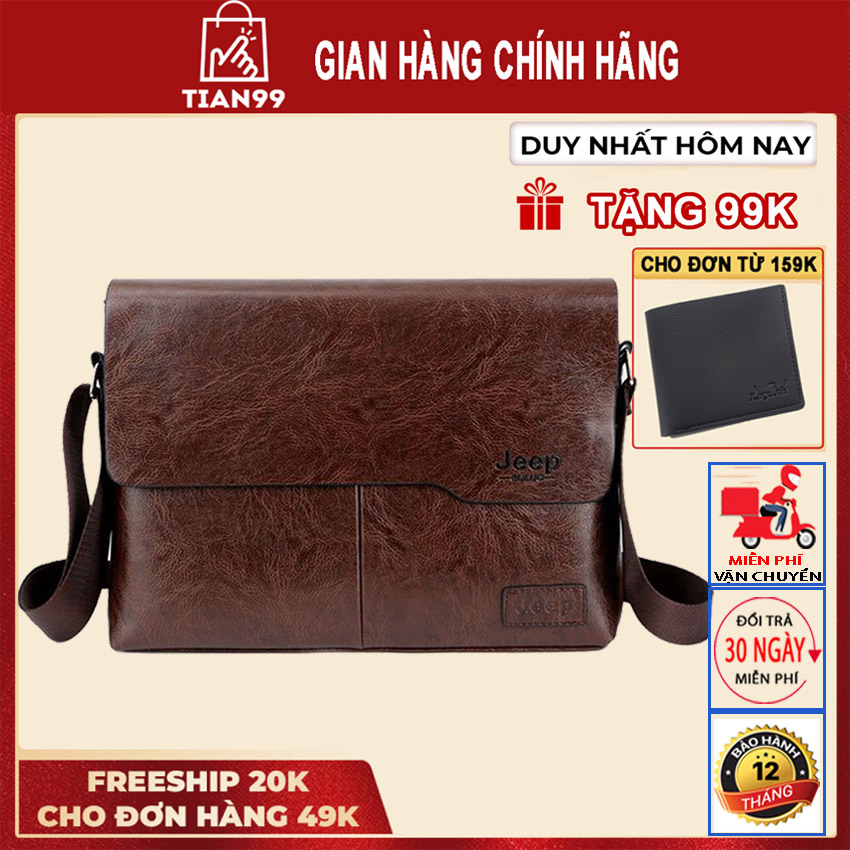 Túi đeo chéo nam Jeep Buluo - FreeShip - Tặng Ví da nam 99k - Chất da cao cấp chống chày xước uốn nén đàn hổi bền bỉ - Túi dùng đi làm đi chơi tiện lợi chứa vừa ipad và tài liệu a4 -Túi da nam -Túi da đeo chéo - Tian99