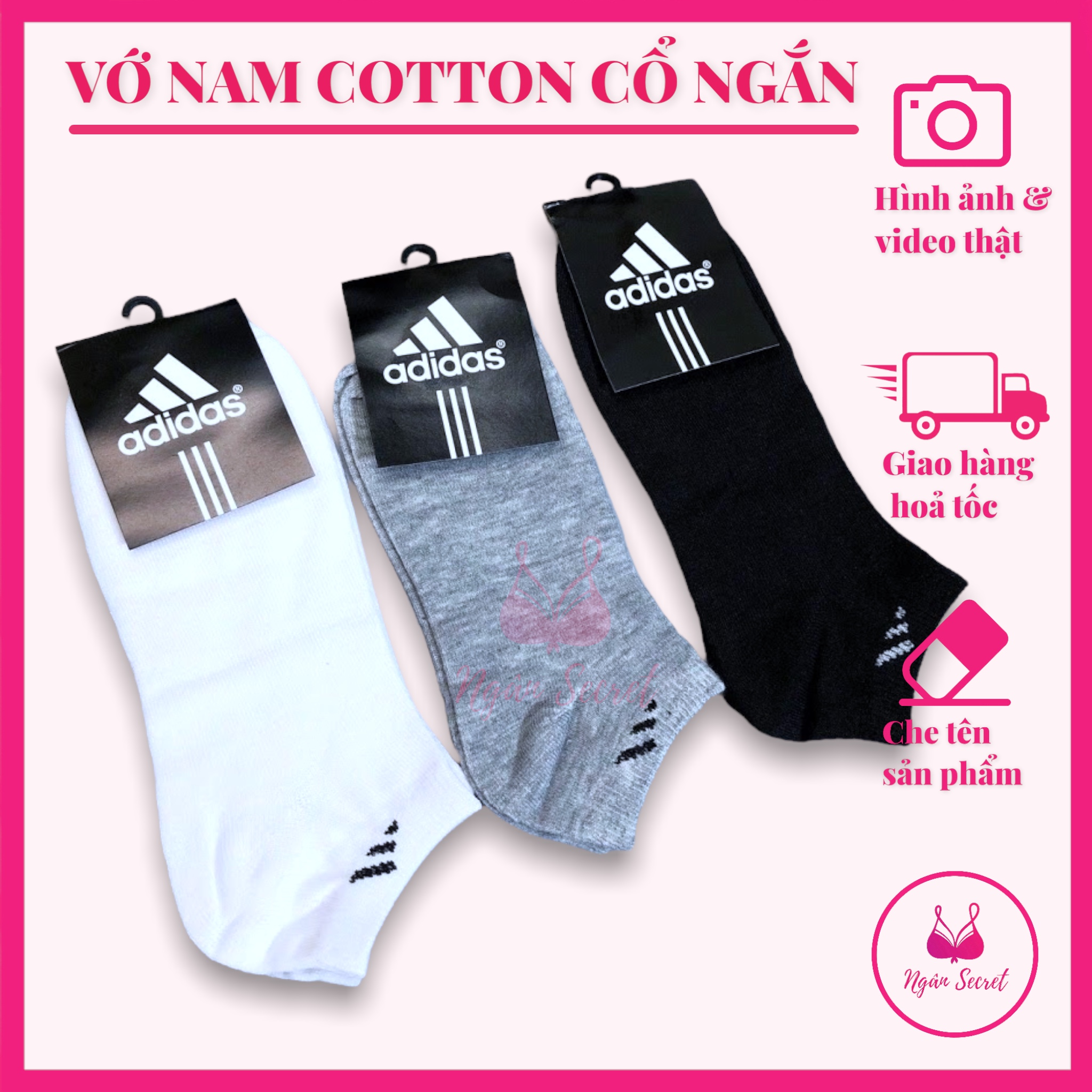 Vớ nam, tất nam cổ ngắn thể thao cotton mềm mại, thấm hút mồ hôi