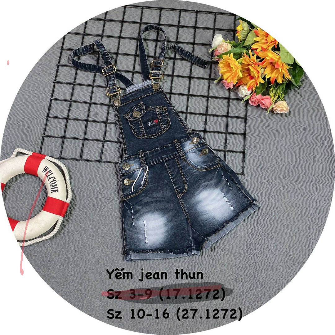 Quần yếm jean cho bé năng động ngày hè 18-40Kg - Hàng VNXK