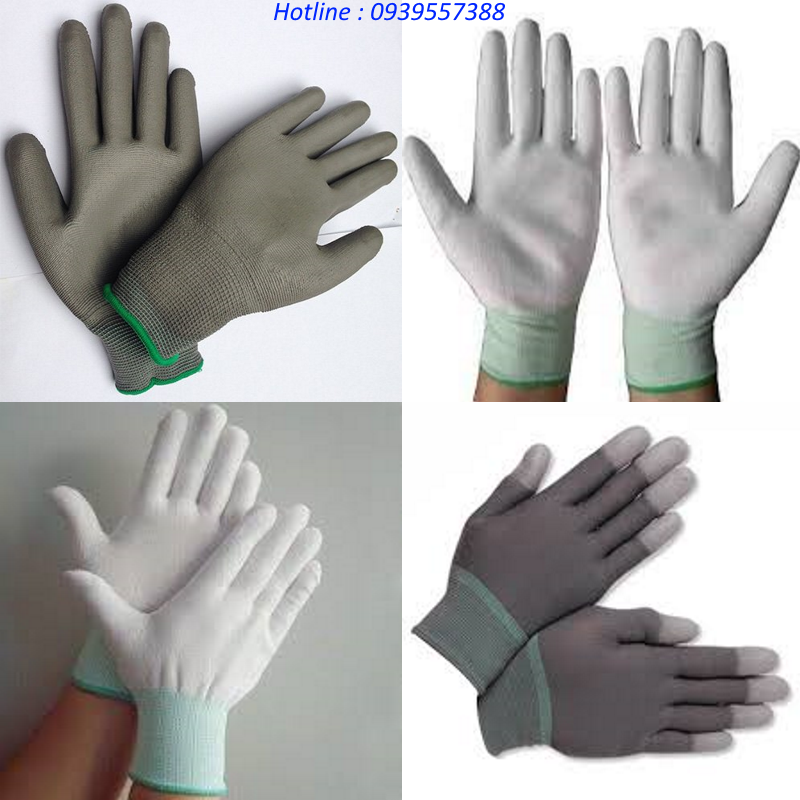 GĂNG TAY CHỐNG TĨNH ĐIỆN , GĂNG TAY BẢO HỘ LAO ĐỘNG , GĂNG TAY PHỦ PU , CACBON ( 10 Đôi )