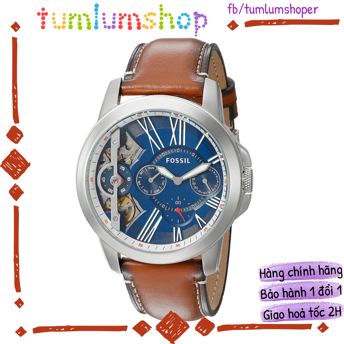 Đồng hồ Nam Fossil Grant Twist Three-Hand Leather Watch ME1161