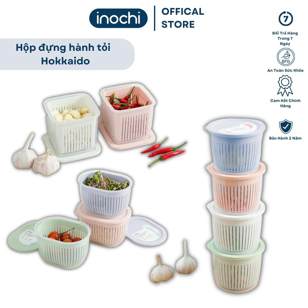 Hộp đựng hành tỏi ớt thực phẩm inochi chính hãng trữ đông inochi Hokkaido thoát nước thông minh nắp kín tránh mùi tiện lợi