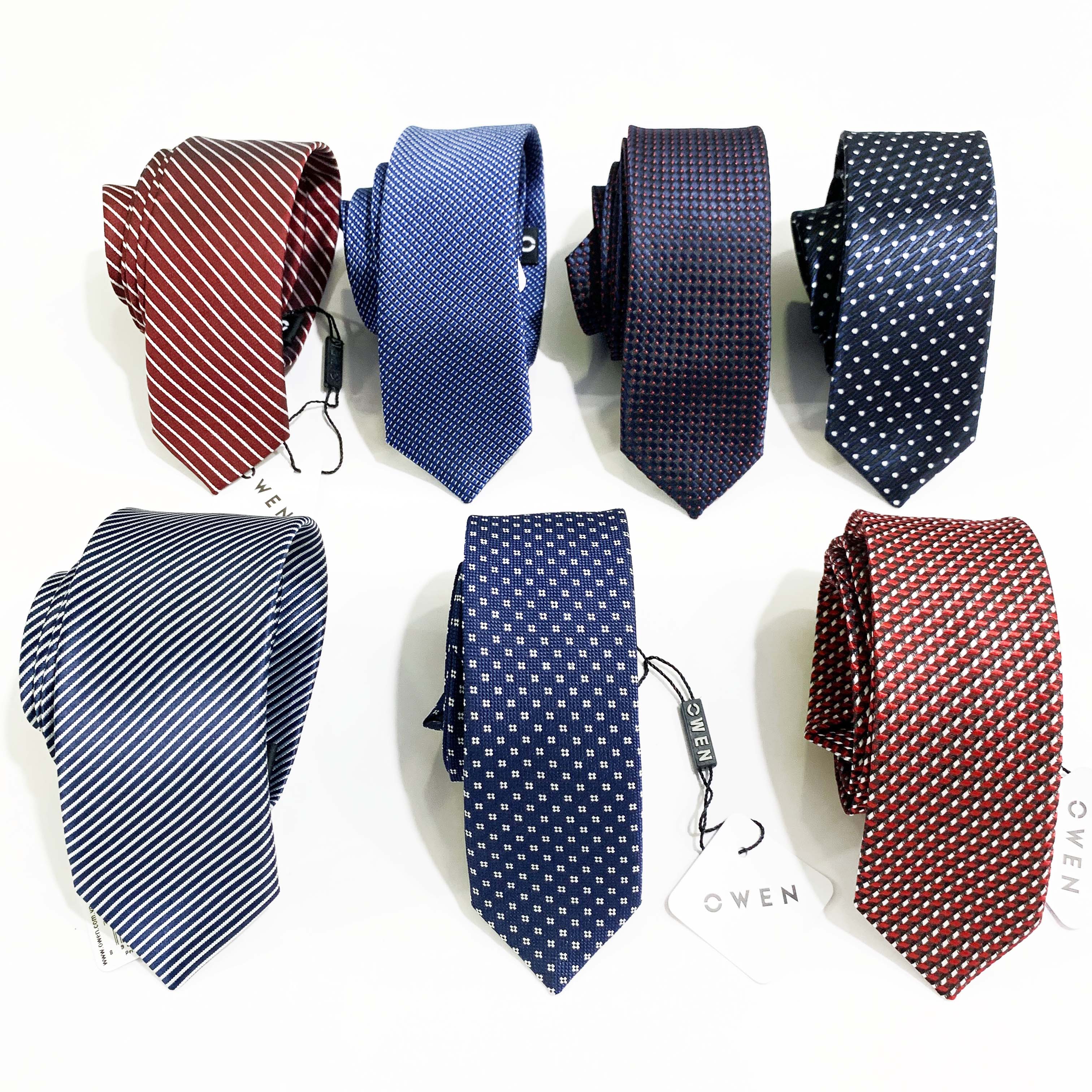 Cà vạt nam bản nhỏ Owen 5cm mẫu mới họa tiết, ca rô, kẻ sọc, chấm bi mới