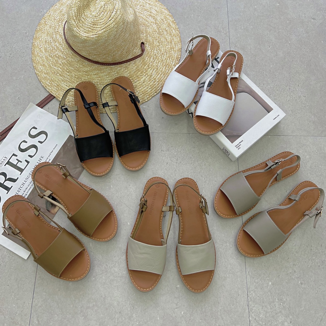 Giày sandal nữ xinh quai ngang dây phối đế bêt thời trang hàn quốc Shoes Paradise SD08
