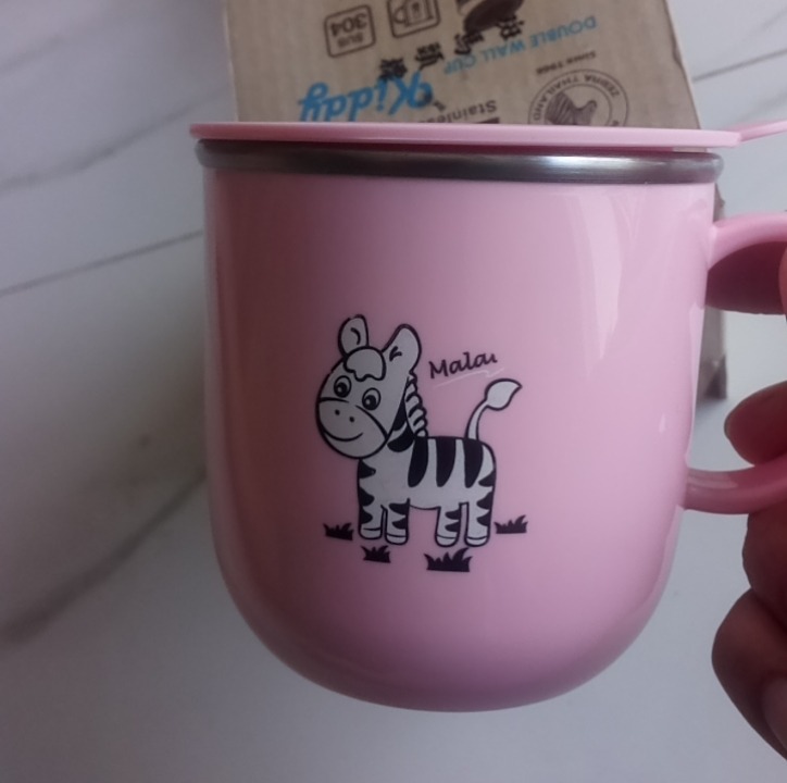 [HCM]Cốc nước Zebra 2 lớp có nắp 250ml - 112540 inox 304 và nhựa PP 3 màu tươi đẹp